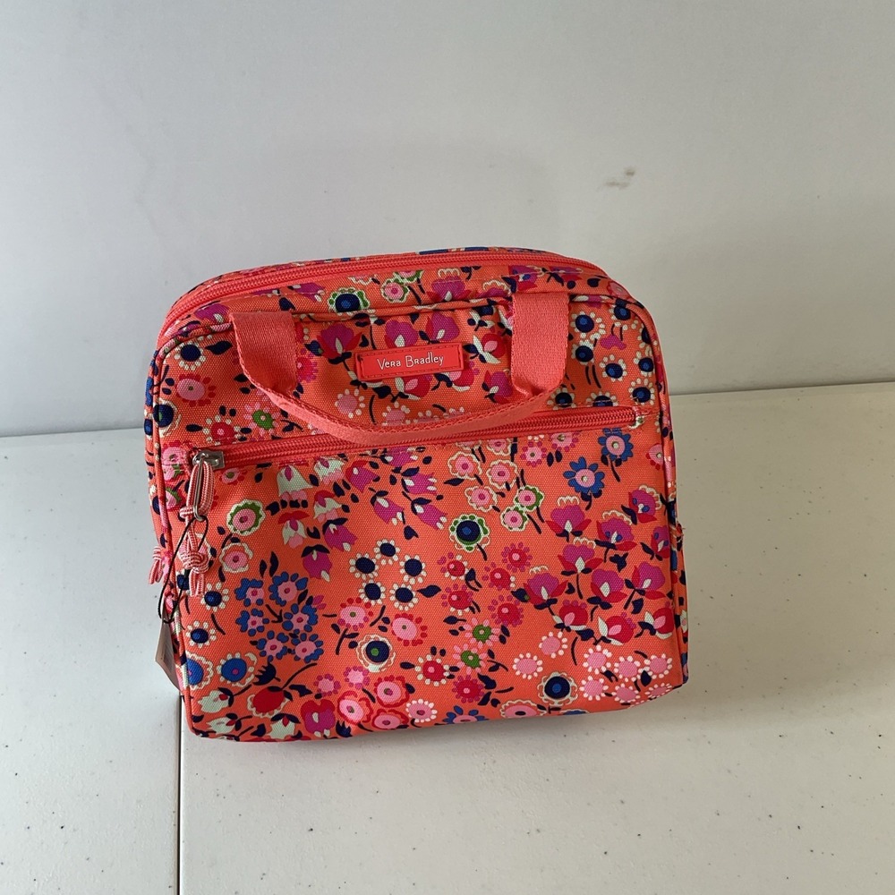New VERA BRADLEY Lighten Up Lunch Cooler Bag Coral Meadow w/ Handles - Picture 1 of 7